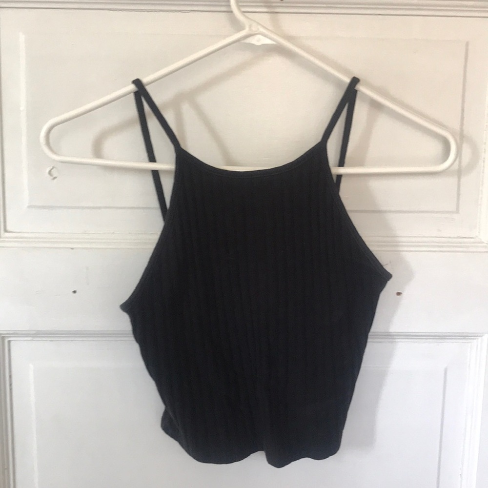 Black ribbed tank top